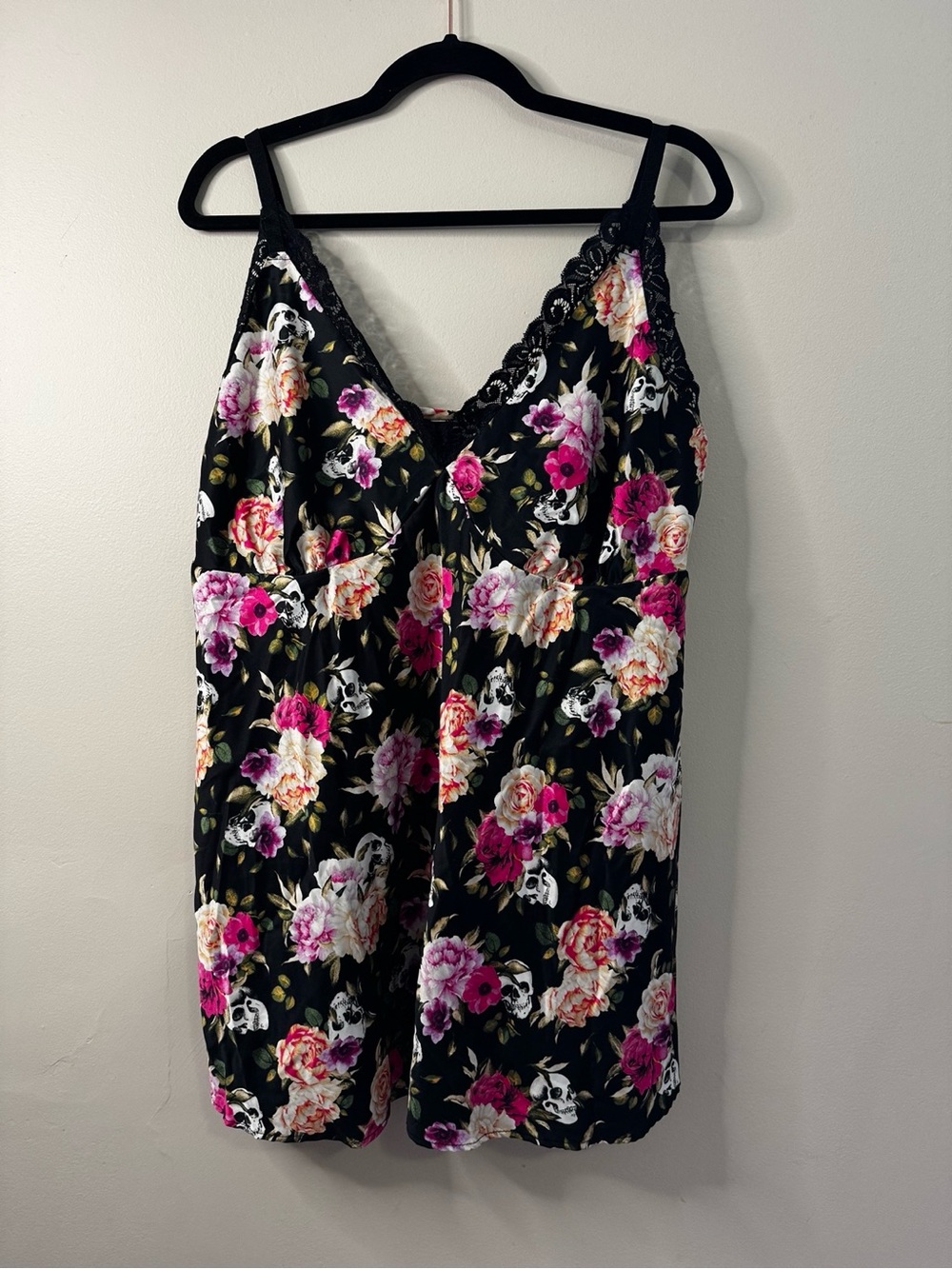 torrid Black Floral Lace-Trim Slip